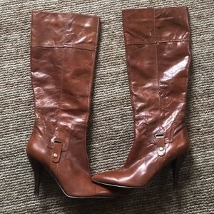 Nine West Light Brown Heeled Leather Boots